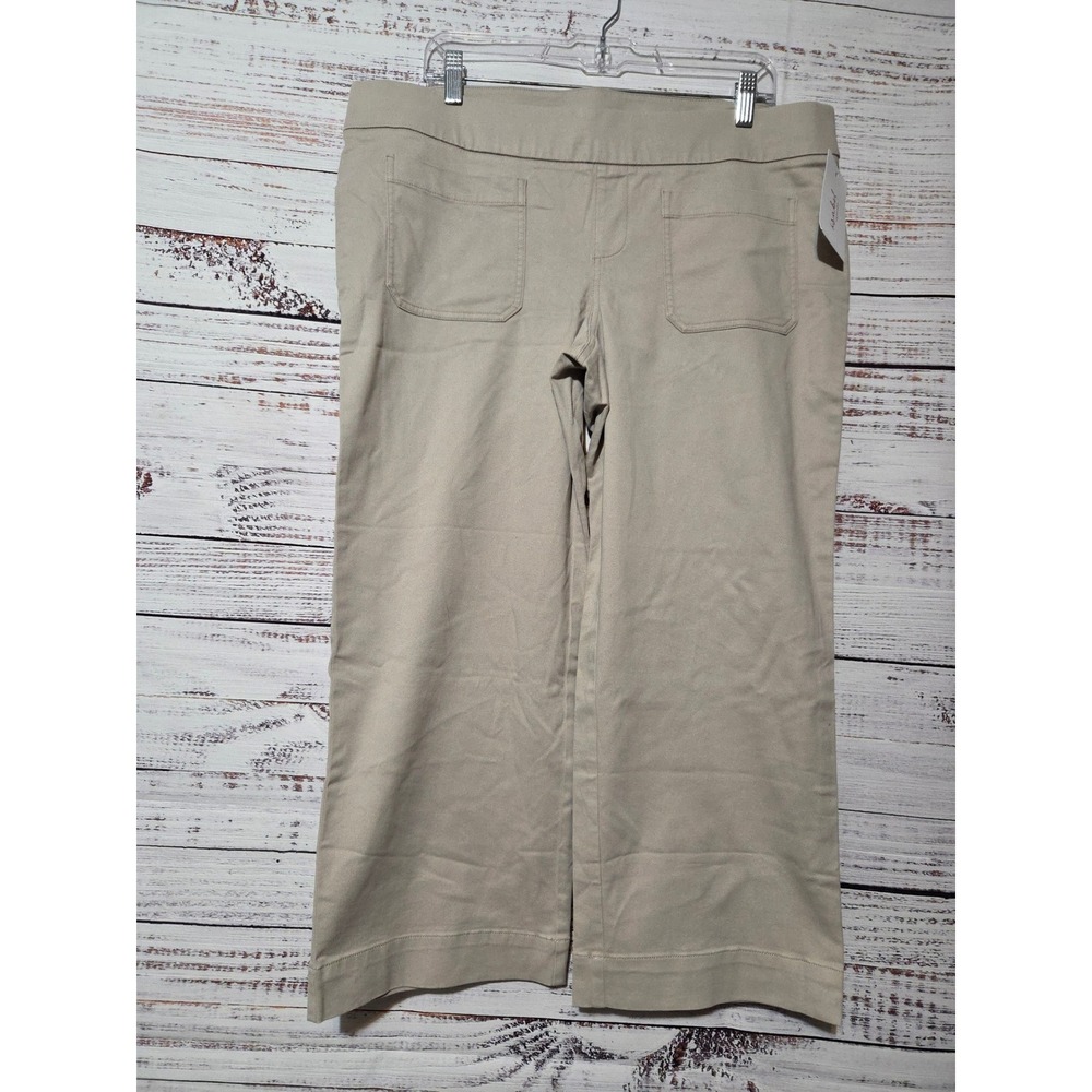 Isabel by Ingrid & Isabel Maternity Crop Pants Tan Khaki Wide Leg Size M NWT